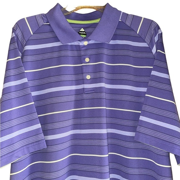 Bolle Golf Tech Men’s‎ Striped Polo Shirt Golf Active Size XL Purple White Lime - Picture 1 of 7